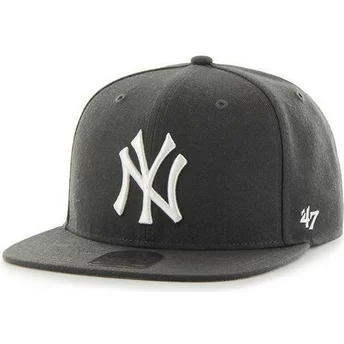 47 Brand Flat Brim New York Yankees MLB Captain Black Snapback Cap