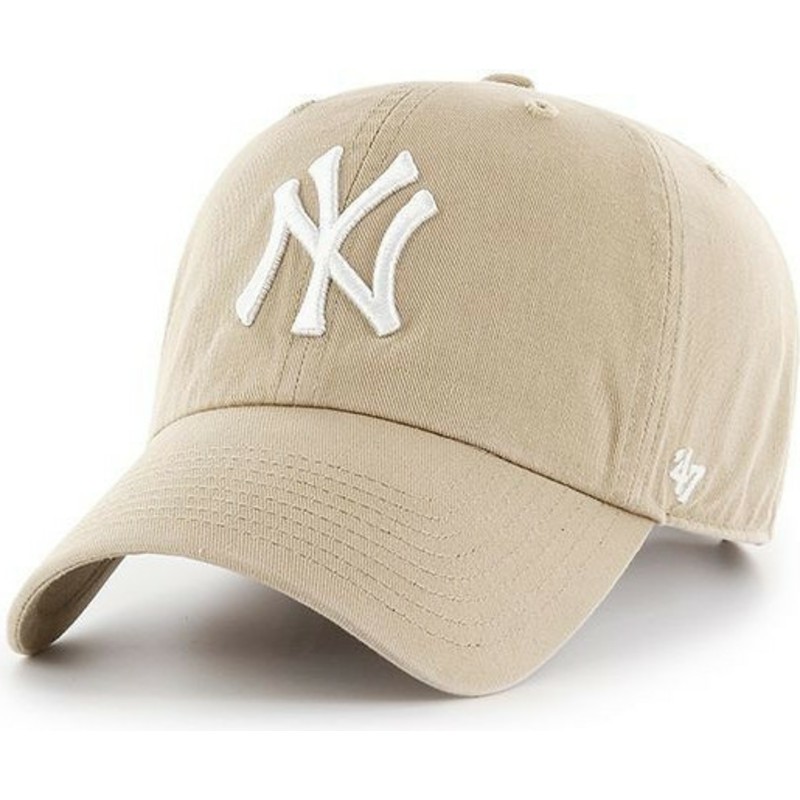 47-brand-curved-brim-white-logonew-york-yankees-mlb-clean-up-beige-cap