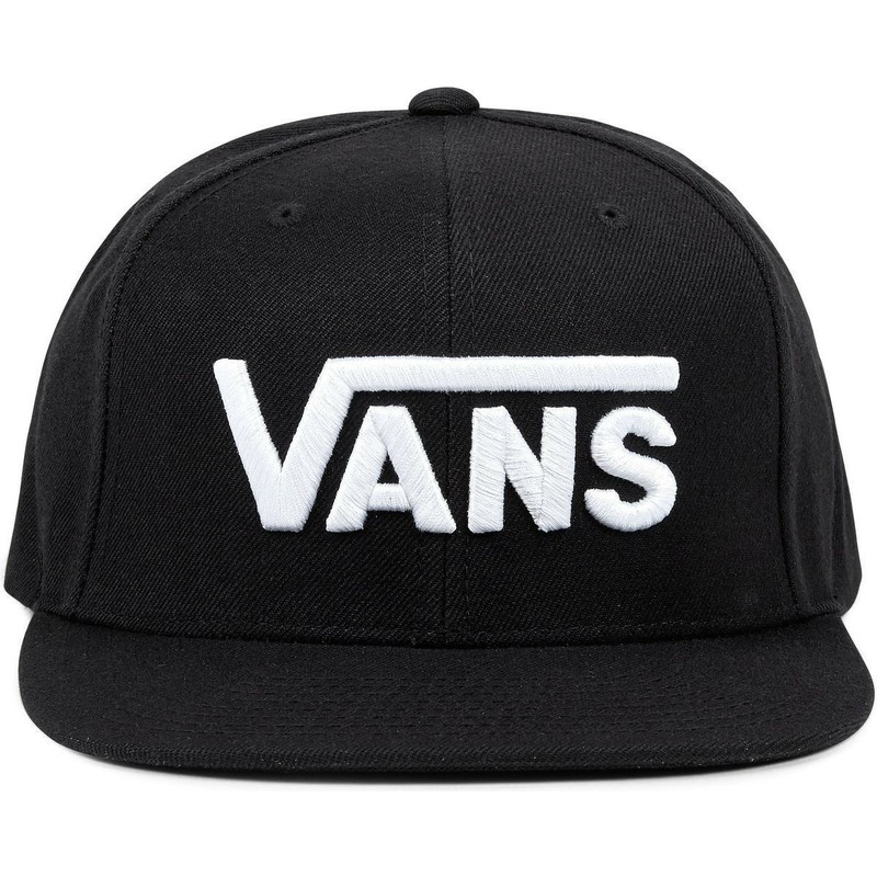 vans-flat-brim-script-logo-drop-v-black-snapback-cap