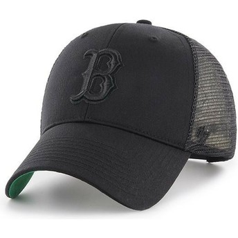 47 Brand Black Logo Boston Red Sox MLB MVP Branson Black Trucker Hat