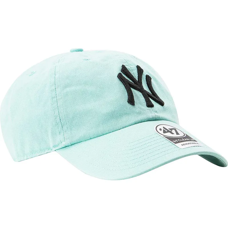 47 Brand Curved Brim New York Yankees MLB Clean Up Tiffany Blue Cap ...