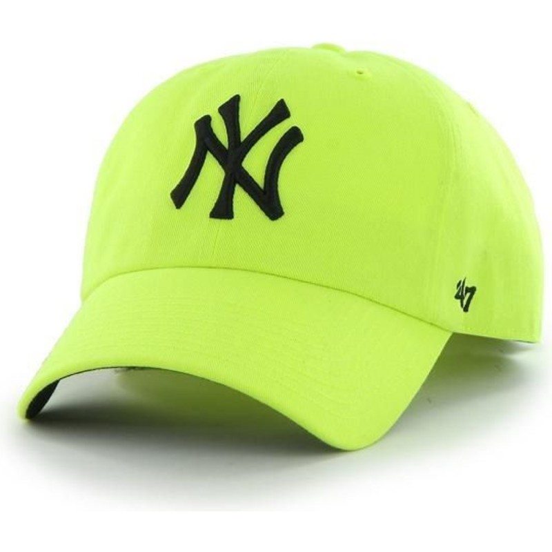 47 Brand Curved Brim New York Yankees MLB Clean Up Neon Yellow Cap ...