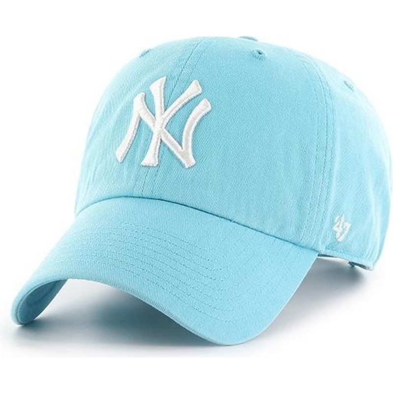 47 Brand Curved Brim New York Yankees MLB Clean Up Baby Blue Cap ...