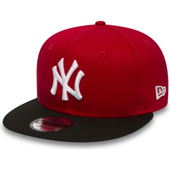 New Era Flat Brim 9FIFTY Cotton Block New York Yankees MLB Red Snapback Cap