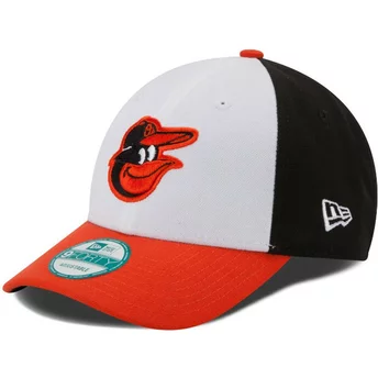 New Era Curved Brim 9FORTY The League Baltimore Orioles MLB White, Black and Orange Adjustable Cap