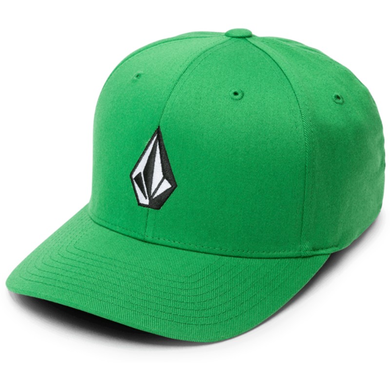 volcom-curved-brim-dark-kelly-full-stone-xfit-green-fitted-cap
