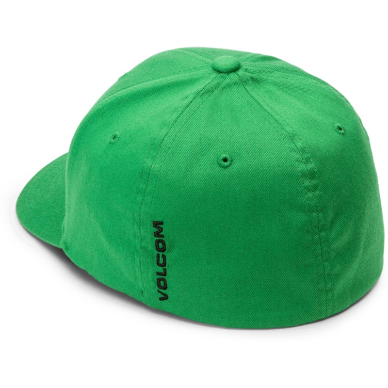 volcom-curved-brim-dark-kelly-full-stone-xfit-green-fitted-cap