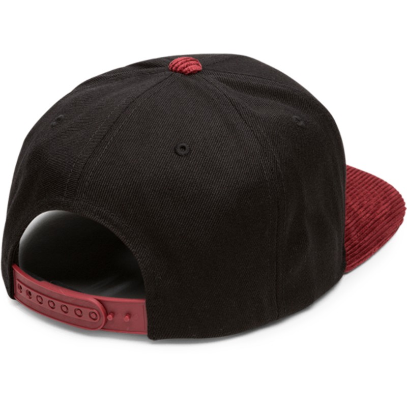 volcom-flat-brim-cabernet-quarter-fabric-black-snapback-cap-with-red-visor