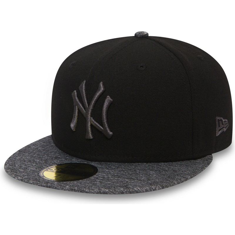New Era Flat Grey Logo 59FIFTY Grey Collection New York Yankees MLB Black with Visor: Caphunters.co.uk