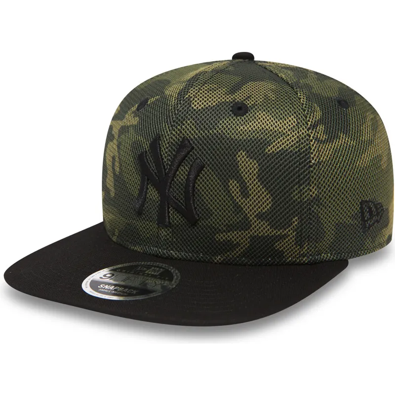 New Era Flat Brim Black Logo 9FIFTY Mesh Overlay New York Yankees MLB  Camouflage Snapback Cap with Black Visor