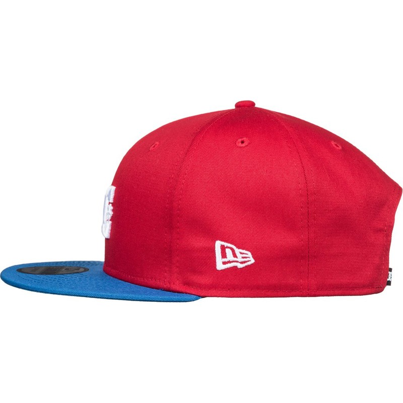 red cap with blue brim