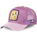 capslab-tweety-twe4-looney-tunes-pink-glitter-trucker-hat