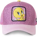 capslab-tweety-twe4-looney-tunes-pink-glitter-trucker-hat