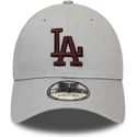 new-era-curved-brim-maroon-logo-9forty-essential-los-angeles-dodgers-mlb-grey-adjustable-cap