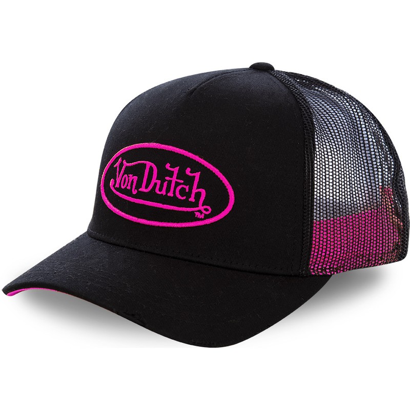 Von Dutch Pink Logo NEO PIN Black Trucker Hat: Caphunters.co.uk