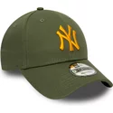 new-era-curved-brim-orange-logo-9forty-league-essential-new-york-yankees-mlb-green-adjustable-cap