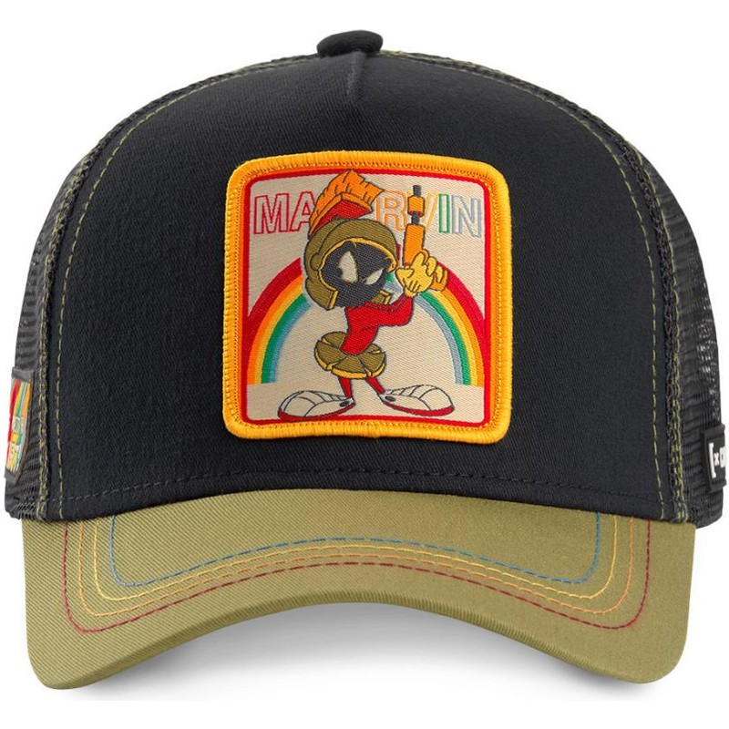 Capslab Marvin the Martian LOO MAR1 Looney Tunes Black and Khaki Trucker Hat Caphunters.co.uk