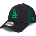 new-era-curved-brim-green-logo-9forty-mesh-underlay-los-angeles-dodgers-mlb-black-and-green-adjustable-cap