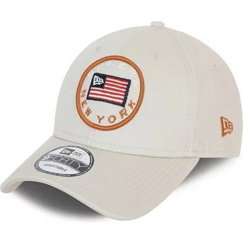 New Era Curved Brim 9FORTY USA Flag Grey Adjustable Cap