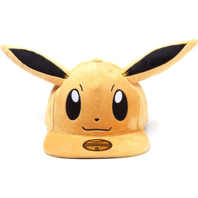 Difuzed Flat Brim Eevee Plush Pokemon Brown Snapback Cap Caphunters Co Uk