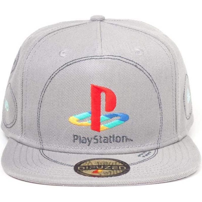 Difuzed Flat Brim PlayStation Logo Sony Grey Snapback Cap: Caphunters.co.uk