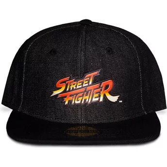Difuzed Flat Brim Street Fighter Logo Black Snapback Cap