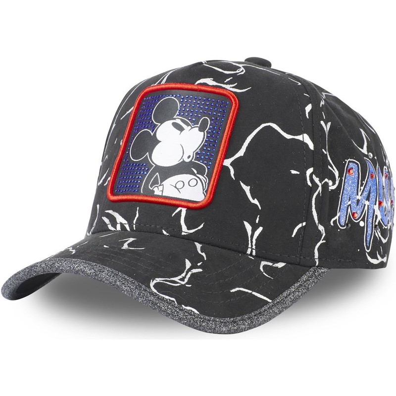 Capslab Curved Brim Mickey Mouse TAG MIC4 Disney Black Adjustable Cap capslab-curved-brim-mickey-mouse-tag-mic4-disney-black-adjustable-cap