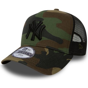 New Era Youth A Frame Clean New York Yankees MLB Camouflage Trucker Hat