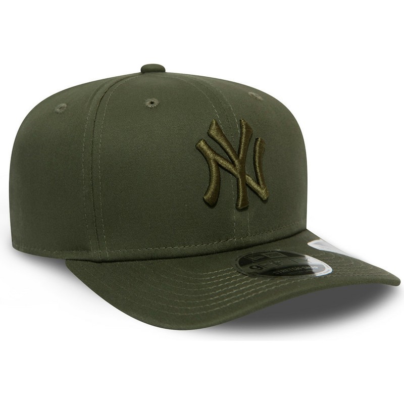 new-era-curved-brim-green-logo-9fifty-stretch-snap-league-essential-new-york-yankees-mlb-green-snapback-cap