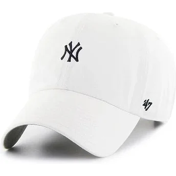 47 Brand Curved Brim Clean Up Base Runner New York Yankees MLB White Adjustable Cap