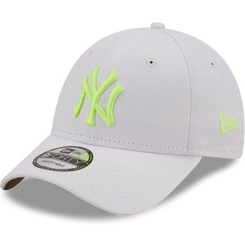 New Era Curved Brim Green Logo 9FORTY Neon Pack New York Yankees MLB Grey Adjustable Cap