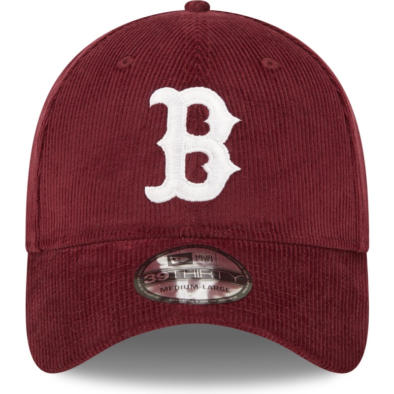 New Era Curved Brim 39THIRTY Cord Boston Red Sox MLB Red Fitted Cap Caphunters.co.uk
