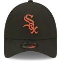 new-era-curved-brim-brown-logo-9forty-league-essential-chicago-white-sox-mlb-black-adjustable-cap