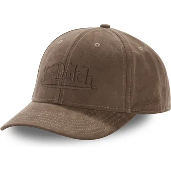 Von Dutch Curved Brim SUEDINE3 Dark Brown Snapback Cap