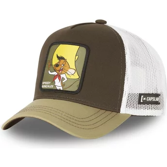 Capslab Speedy Gonzales CAS SPE2 Looney Tunes Brown and White Trucker Hat