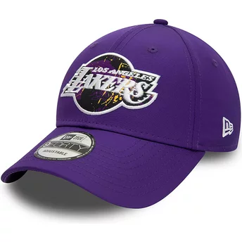 New Era Curved Brim 9FORTY Print Infill Los Angeles Lakers NBA Purple Adjustable Cap