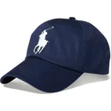 polo-ralph-lauren-curved-brim-white-logo-big-pony-chino-classic-sport-navy-blue-adjustable-cap