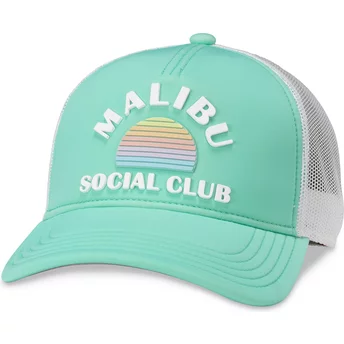 American Needle Malibu Social Club Riptide Valin Green and White Snapback Trucker Hat