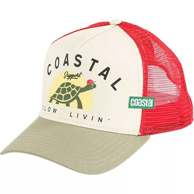 coastal-support-slow-livin-hft-beige-and-red-trucker-hat