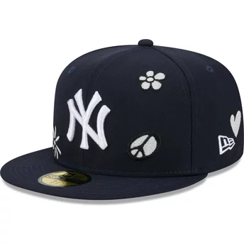 New Era Flat Brim 59FIFTY Sunlight Pop New York Yankees MLB Navy Blue Fitted Cap