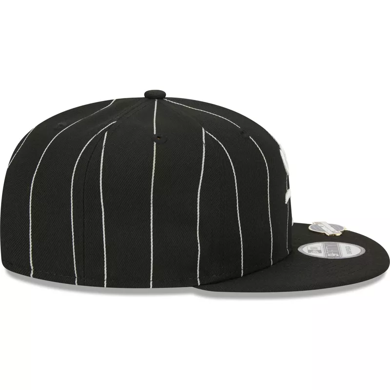 new-era-flat-brim-9fifty-pinstripe-visor-clip-chicago-white-sox-mlb-black-snapback-cap