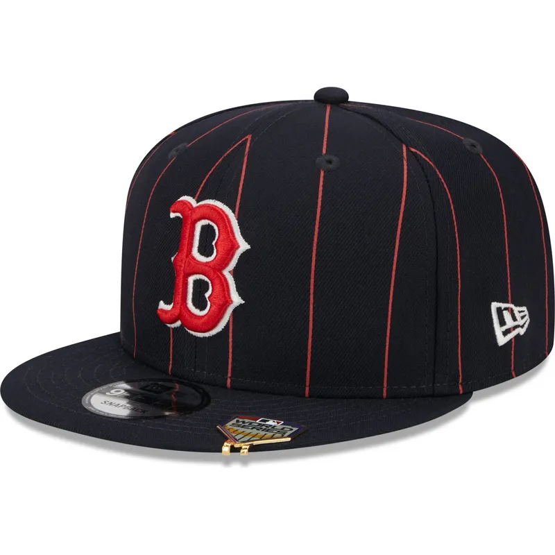 New Era Flat Brim 9FIFTY Pinstripe Visor Clip Boston Red Sox MLB Navy ...
