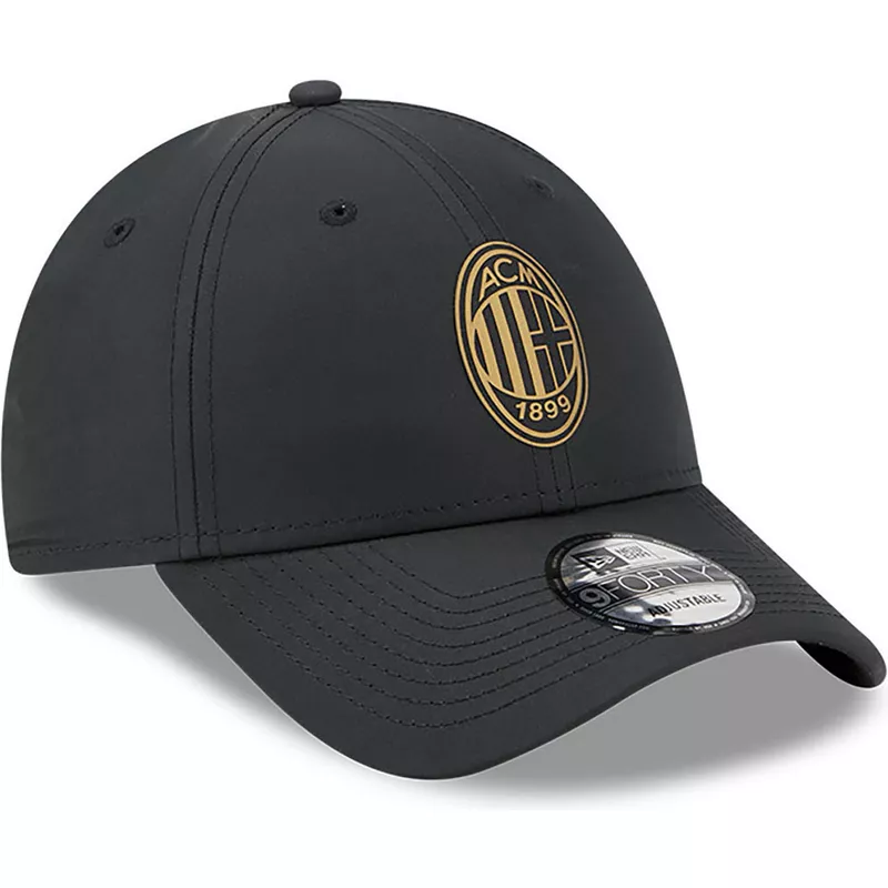 new-era-curved-brim-golden-logo-9forty-ac-milan-serie-a-black-adjustable-cap