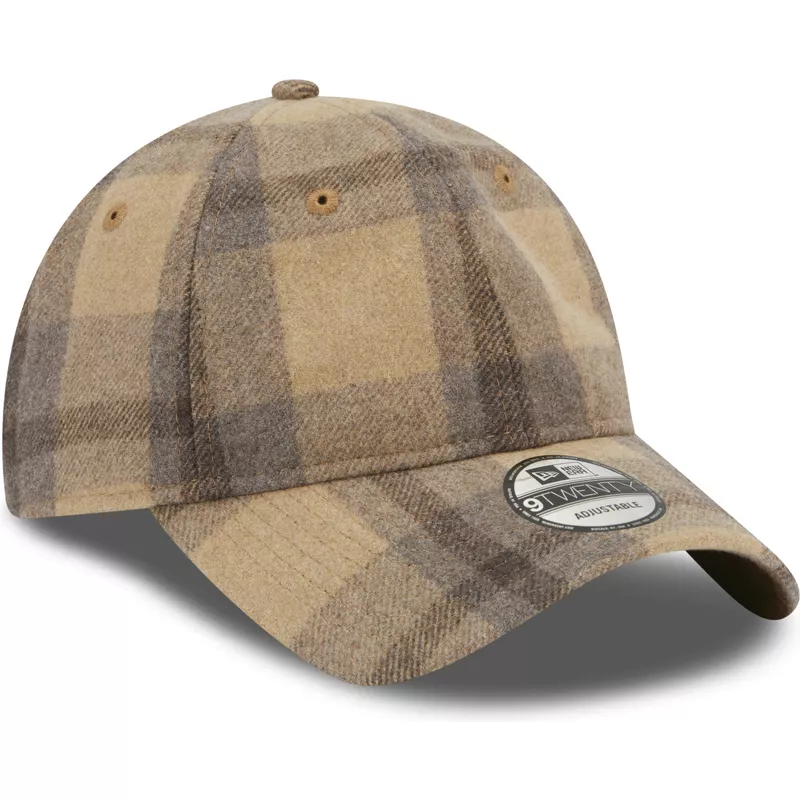 new-era-curved-brim-9twenty-check-brown-adjustable-cap