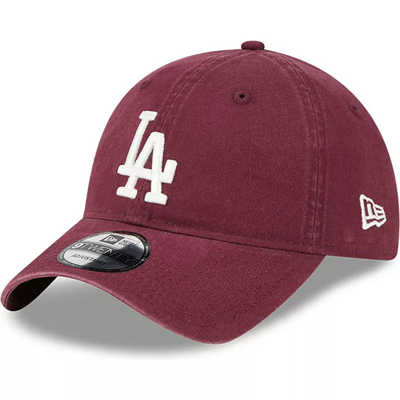 new-era-curved-brim-9twenty-league-essential-los-angeles-dodgers-mlb-maroon-adjustable-cap