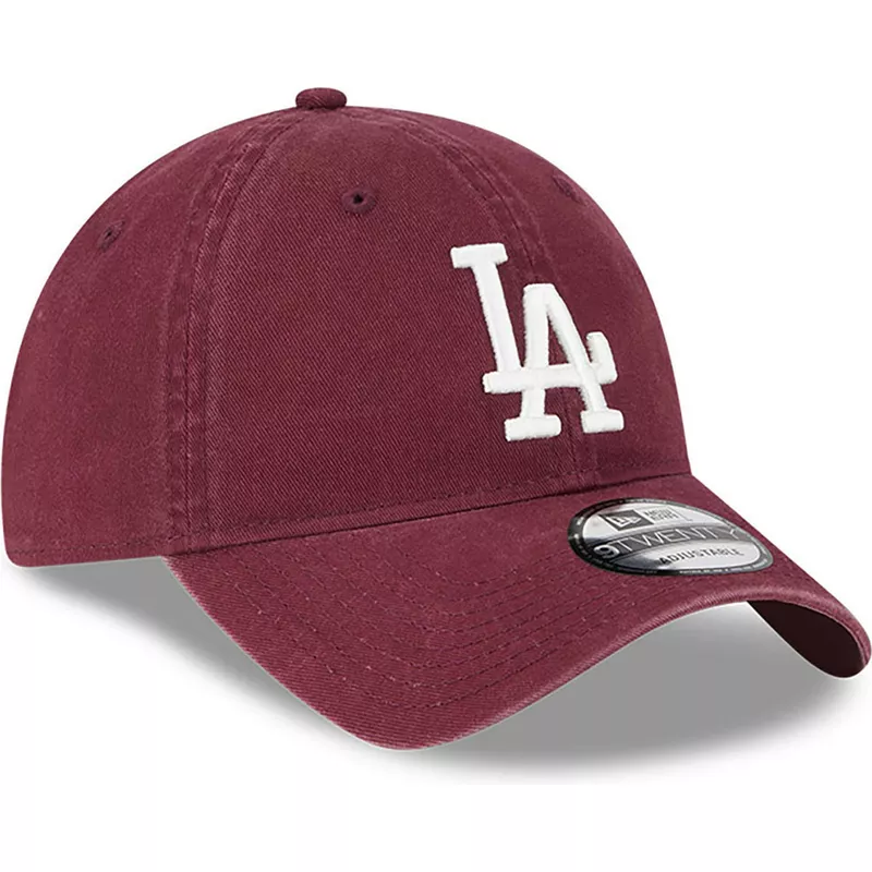 new-era-curved-brim-9twenty-league-essential-los-angeles-dodgers-mlb-maroon-adjustable-cap