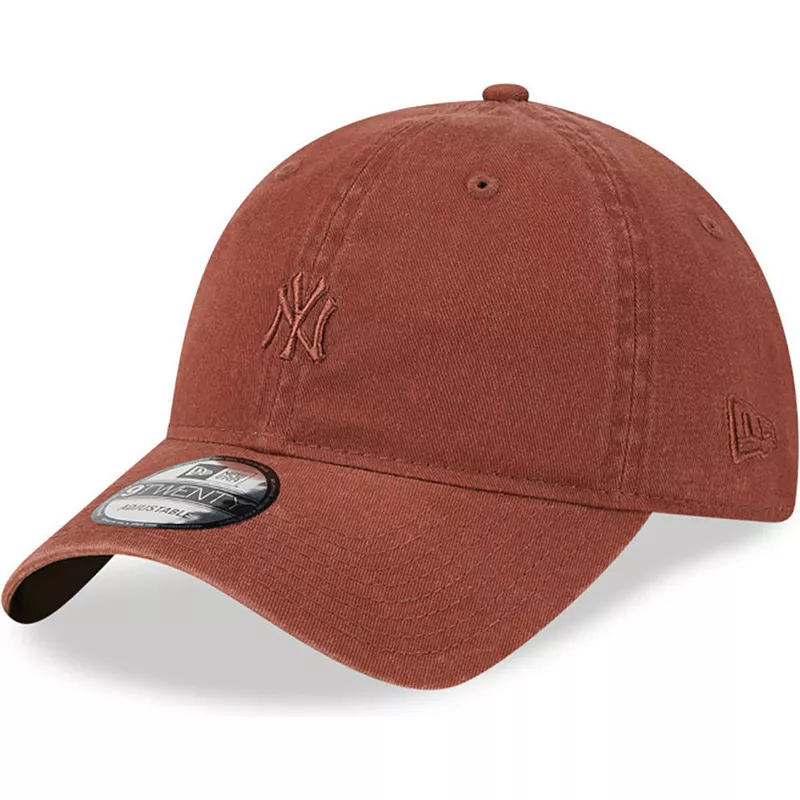 new-era-curved-brim-brown-logo-9twenty-mini-logo-new-york-yankees-mlb-brown-adjustable-cap