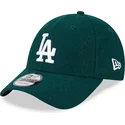 new-era-curved-brim-9forty-essential-melton-wool-los-angeles-dodgers-mlb-green-adjustable-cap