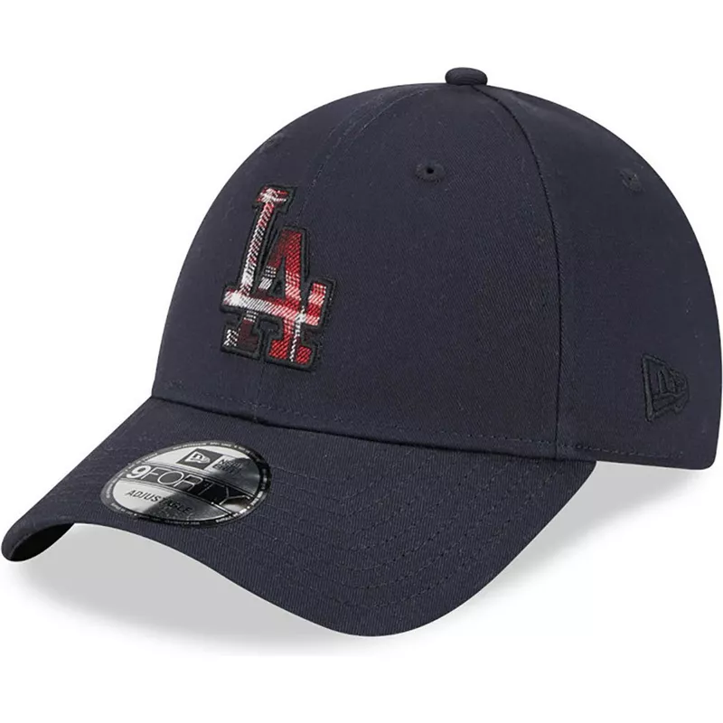 new-era-curved-brim-9forty-check-infill-los-angeles-dodgers-mlb-navy-blue-adjustable-cap