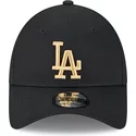 new-era-curved-brim-golden-logo-9forty-league-essential-los-angeles-dodgers-mlb-black-adjustable-cap